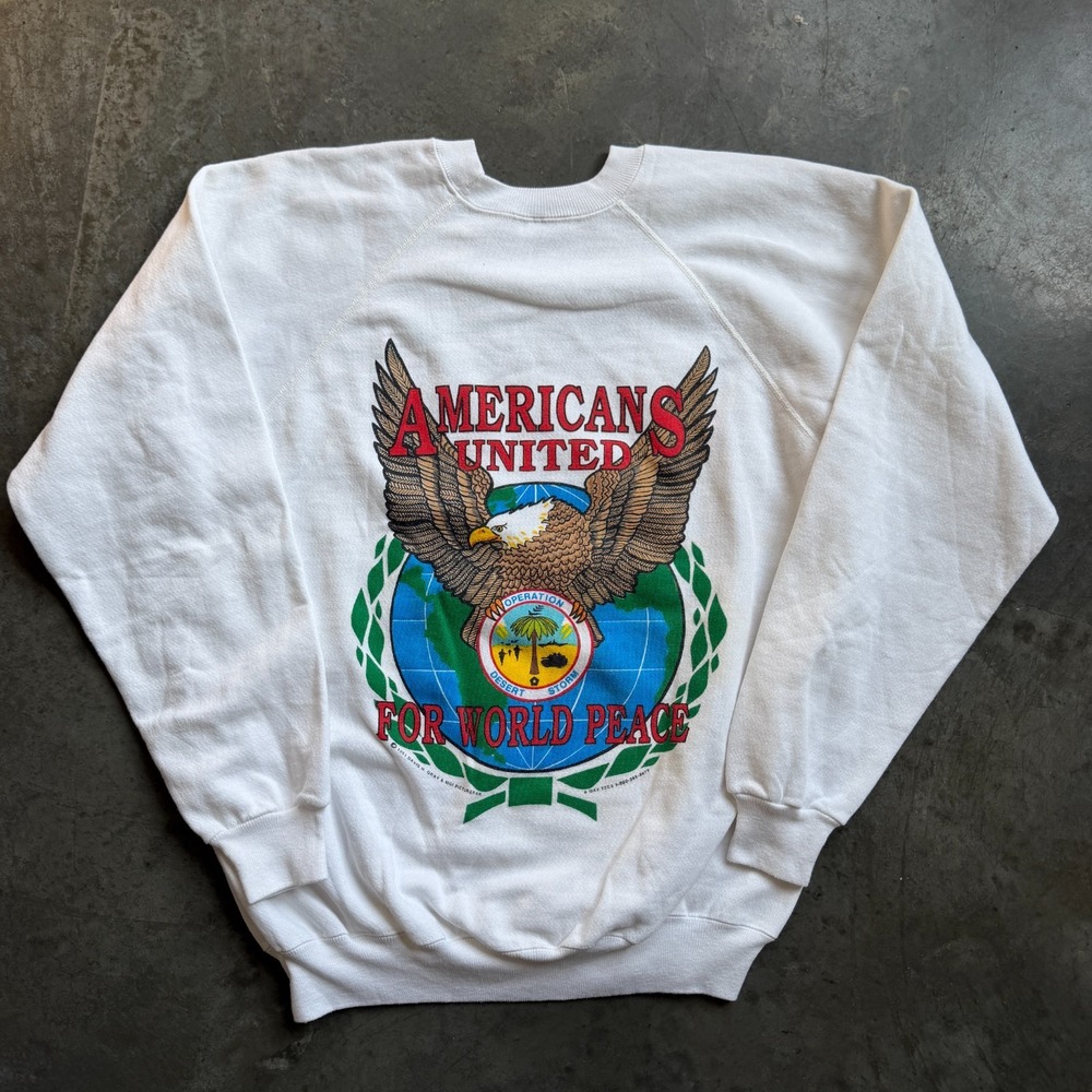 Vintage 90s Operation Desert Storm Double Sided Bald Eagle Graphic Sweatshirt XL